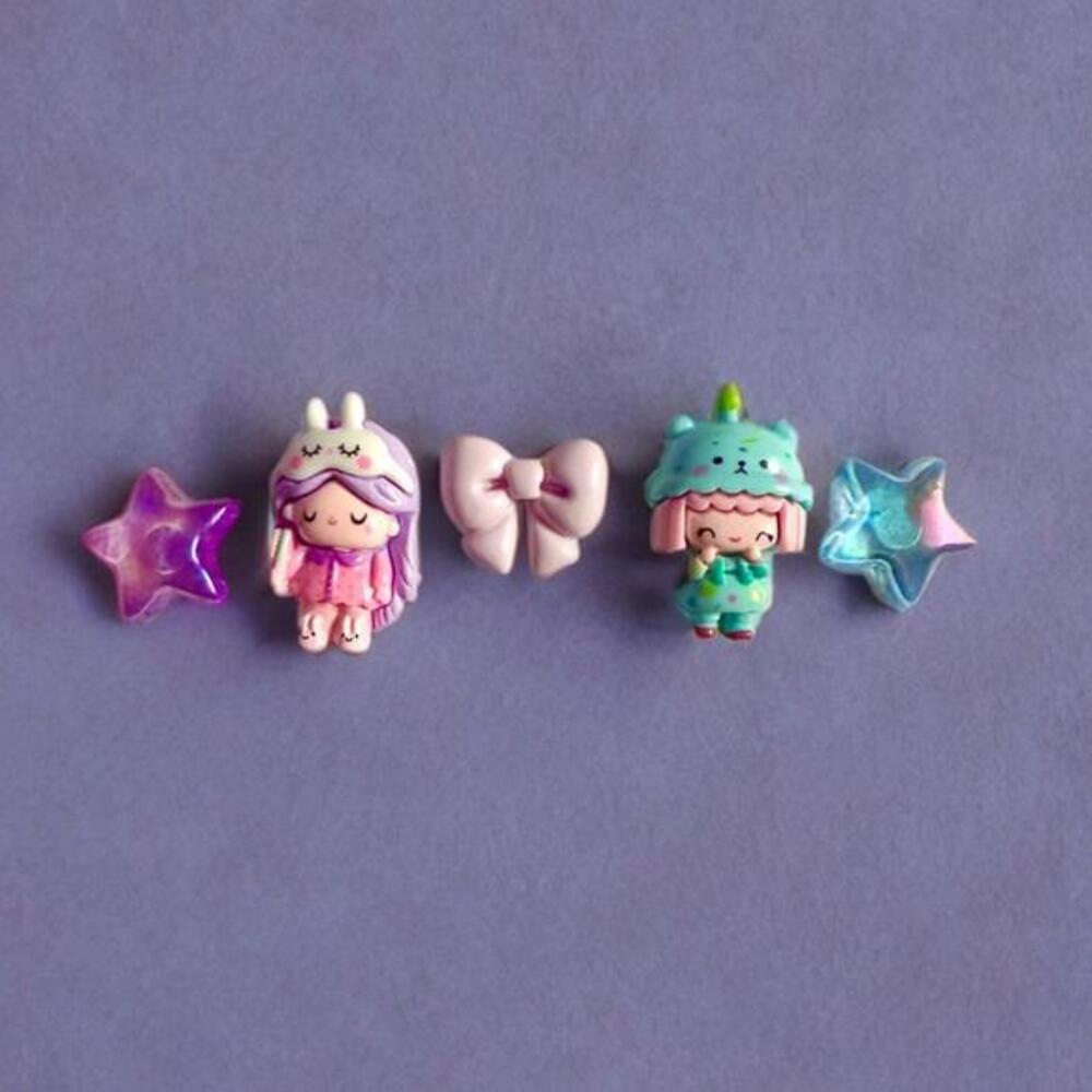 Kawaii Magnet Set Of 5 - Cute Cosplay Anime Girls Stars Bow, Bear Bunny PJs